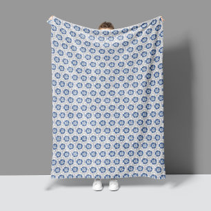 Petite Camellia Blue Grey Fleece Blanket