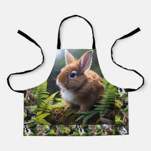 "Petite Charm: The Brown and White Dwarf Bunny" Apron