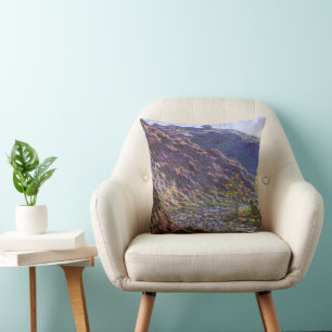 Petite Creuse, Sunlight by Claude Monet Cushion