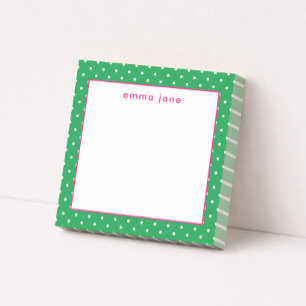 Petite Dots Pink and Green Personalised Post-it Notes