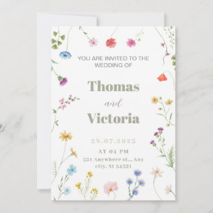 Petite Floral Watercolor Wedding Invitation