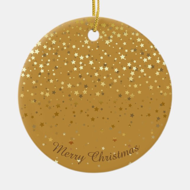 Petite Golden Stars Christmas Ornament-Orche Ceramic Ornament (Front)