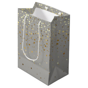 Petite Golden Stars Gift Bag in Grey