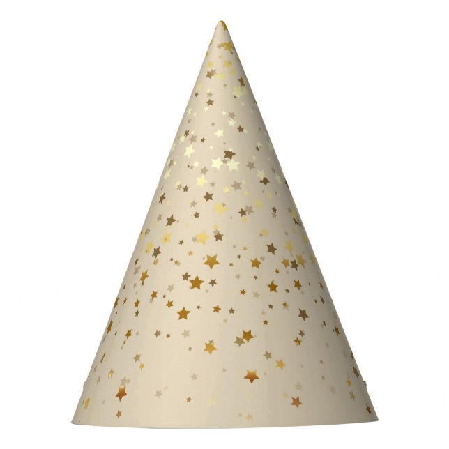 Petite Golden Stars Party Hat-Beige Party Hat (Front)