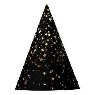 Petite Golden Stars Party Hat-Black Hat