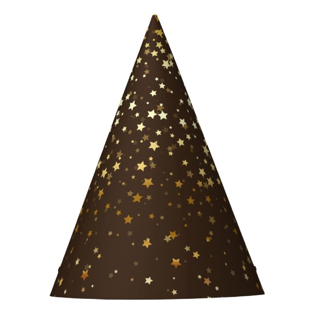 Petite Golden Stars Party Hat-Espresso Brown Party Hat (Front)