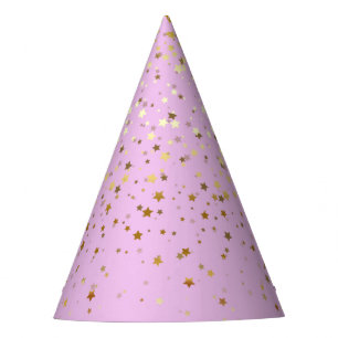 Petite Golden Stars Party Hat-Pink Party Hat