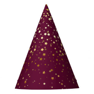 Petite Golden Stars Party Hat-Plum Berry Party Hat