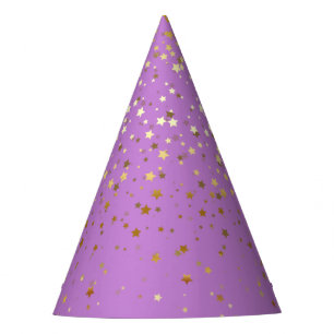 Petite Golden Stars Party Hat-Purple Party Hat