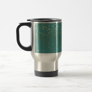 Petite Golden Stars Travel Coffee Mug-Teal Travel Mug