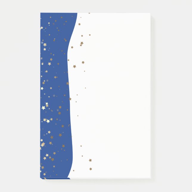 Petite Golden Stars Wave Post-it-Notes-Blue Post-it Notes (Front)