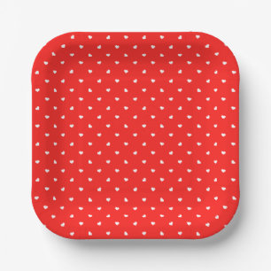 Petite Hearts on Bright Red Paper Plate