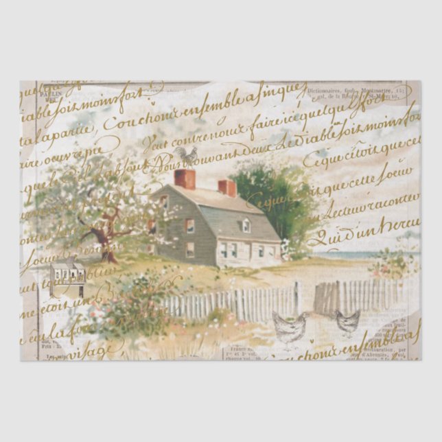 Petite Maison de Plage French Script Decoupage Tissue Paper (Front)