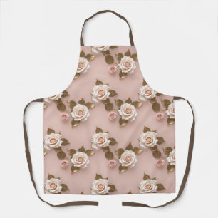 Petite Roses In Shades Of Ivory And Gold Apron