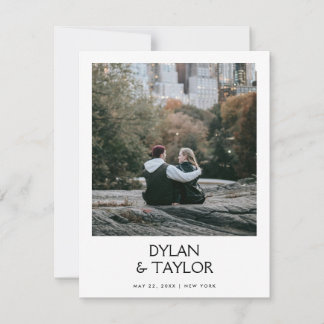 Petite Simple Modern Bold Name Framed 2-Photo Save The Date