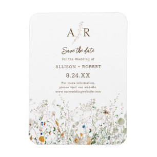 Petite Wildflower Monogram Save the Date Magnet