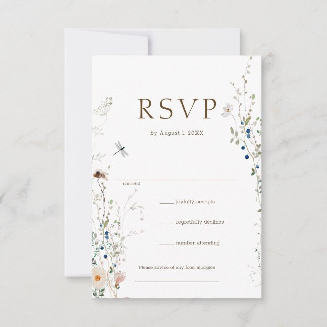 Petite Wildflower Wedding RSVP  (Front)