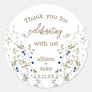 Petite Wildflower Wedding thank you favour Classic Round Sticker