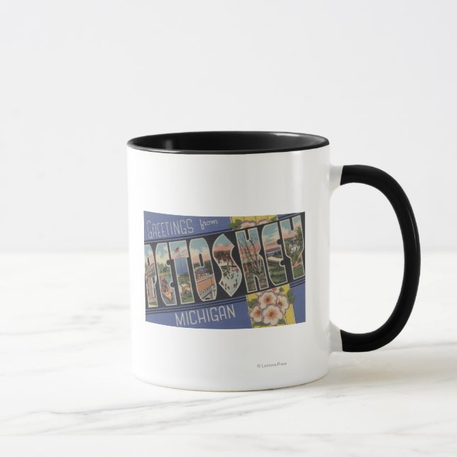 Petoskey, Michigan - Large Letter Scenes Mug (Right)