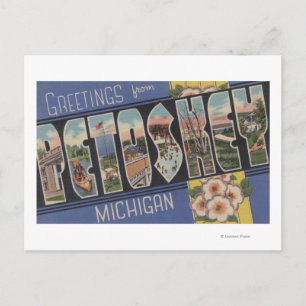 Petoskey, Michigan - Large Letter Scenes Postcard