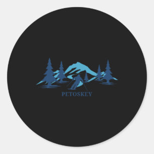 Petoskey Michigan Ski Resort Skiing Skier  Classic Round Sticker