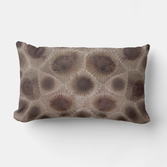 Petoskey Stone, Great Lake State, fossil pattern  Lumbar Cushion (Front)