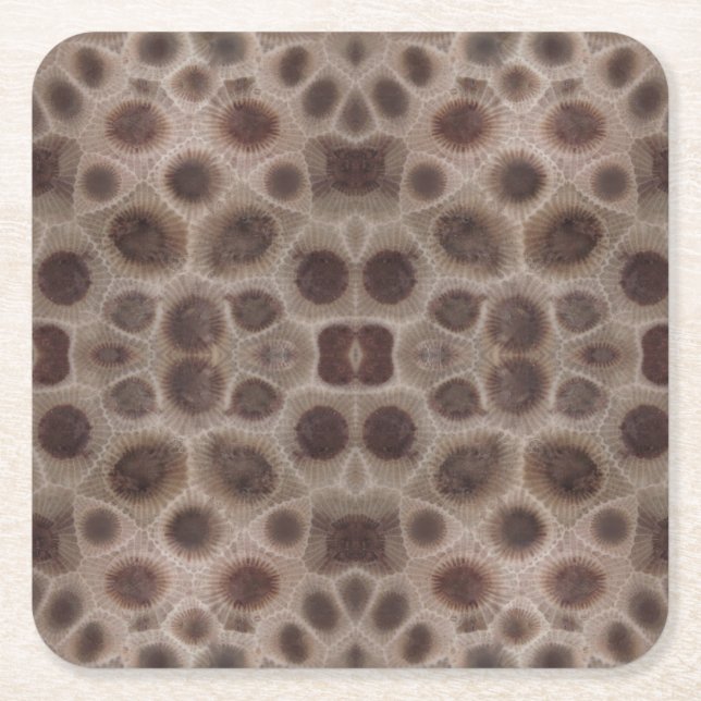 Petoskey Stone michigan state stone fossil Square Paper Coaster (Front)