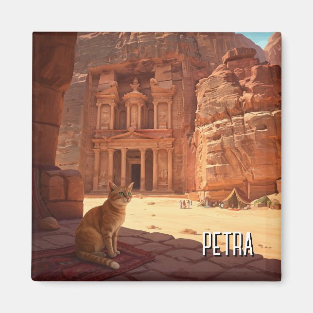 Petra Jordan Cat Travel Magnet (Front)