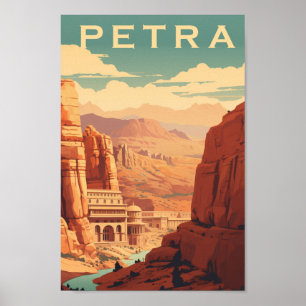 Petra Jordan Famous Vintage Travel Place Poster