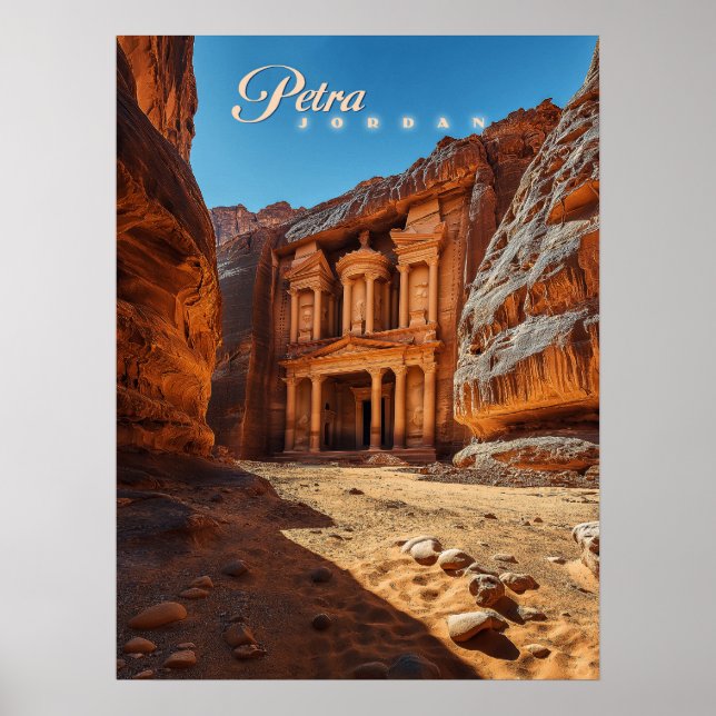 Petra, Jordan: Iconic Red Rock Temple Poster (Front)