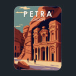 Petra Jordan Travel Art Vintage Magnet<br><div class="desc">Petra vector artwork. Petra is a famous archaeological site in Jordan's southwestern desert. Dating to around 300 B.C.,  it was the capital of the Nabatean Kingdom.</div>