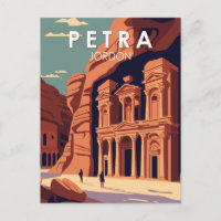 Petra Jordan Travel Art Vintage