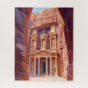 Petra Jordan Travel Painting Art Jigsaw Puzzle