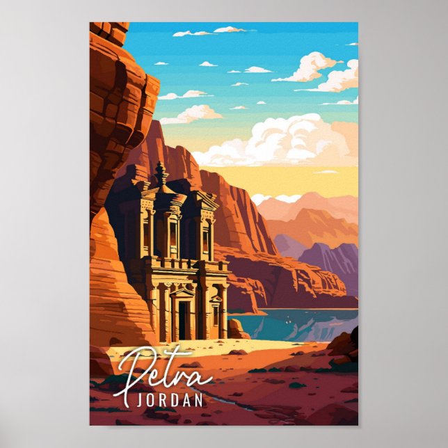 Petra Jordan vintage travel art illustration Poster (Front)
