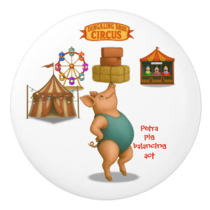 Petra pig balancing act ceramic knob