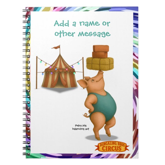 Petra pig balancing act notebook (Front)