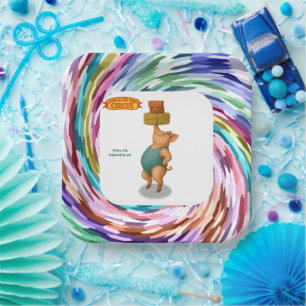 Petra pig balancing act paper plate