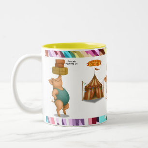 Petra pig balancing act Two-Tone coffee mug