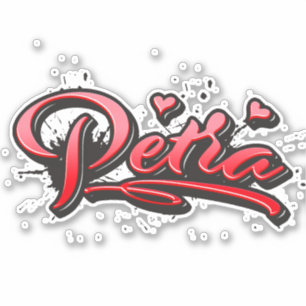 Petra red Heart Graffiti Sticker