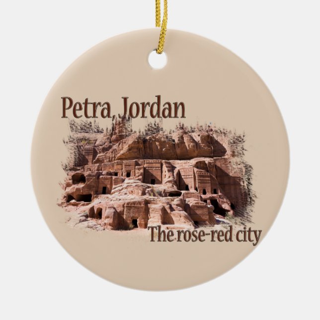 Petra: Rose Red City Ceramic Ornament (Front)