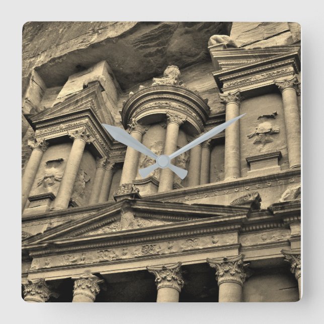Petra Treasury Building Square Wall Clock (Front)