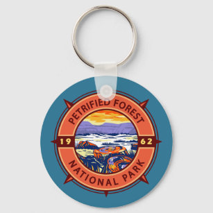 Petrified Forest National Park Retro Compass Key Ring