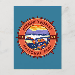 Petrified Forest National Park Retro Compass Postcard