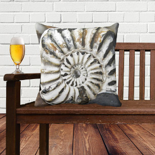 Petrified Nautical Fossil Spiral Cushion