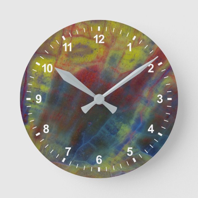 Petrified Wood Horizontal Round Clock (Front)