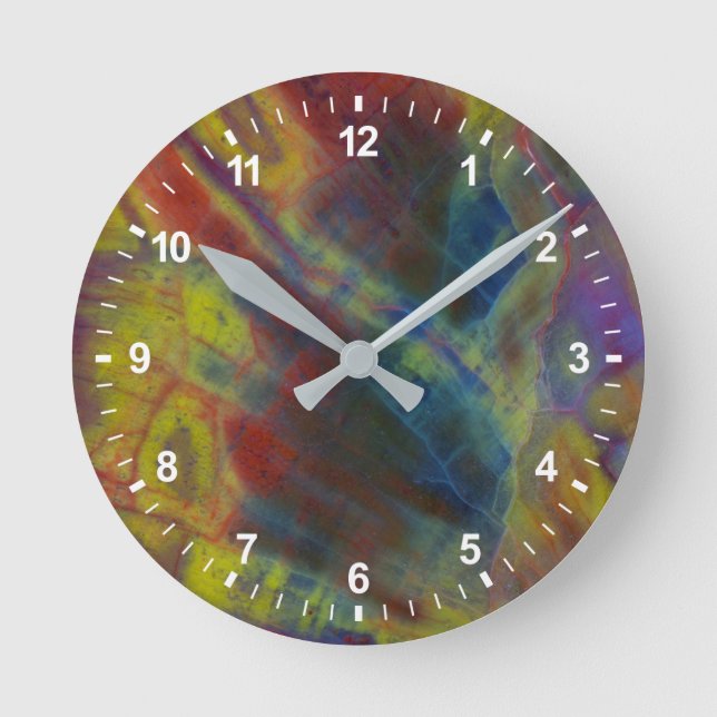 Petrified Wood Vertical Round Clock (Front)