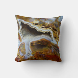 Petrified Wood With Crystals Cushion