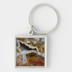 Petrified Wood With Crystals Key Ring