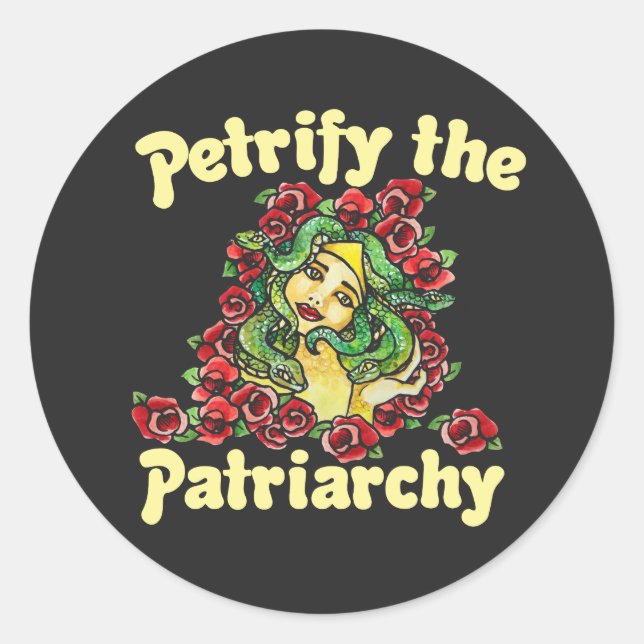 Petrify the Patriarchy feminist medusa Classic Round Sticker (Front)