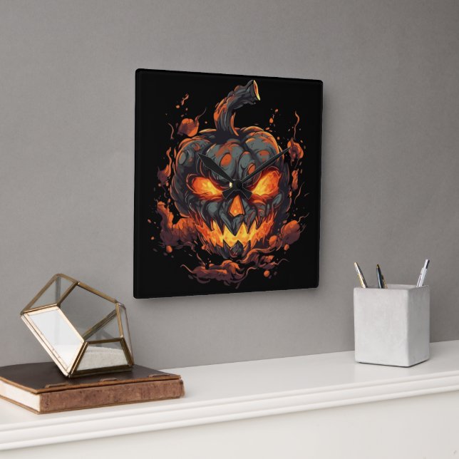  Petrifying Pumpkin Square Wall Clock (Office)